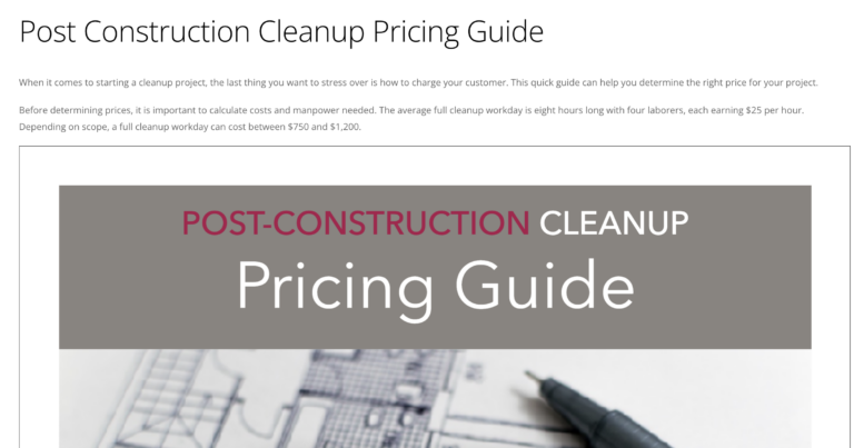 Pricing Guide For Final Cleaning